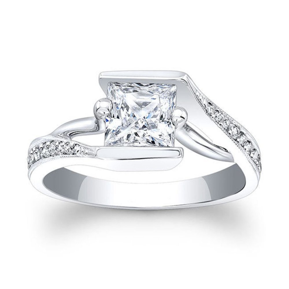 Twisted Dainty Pure Princess Cut Gemstone CZ Rings for Women, EVGG1535